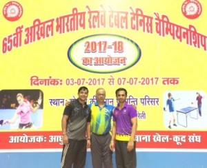 C.Rly players from Mumbai Nishant Kulkarni, Pappu Selarka & Omkar Torgalkar with their silver medal in Inter Railway TT championship. 