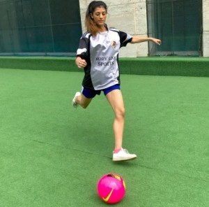Striker Leah Poonawalla was in action during  a women’s first round match of the 25th Bandra Gymkhana Open Rink Football Tournament.